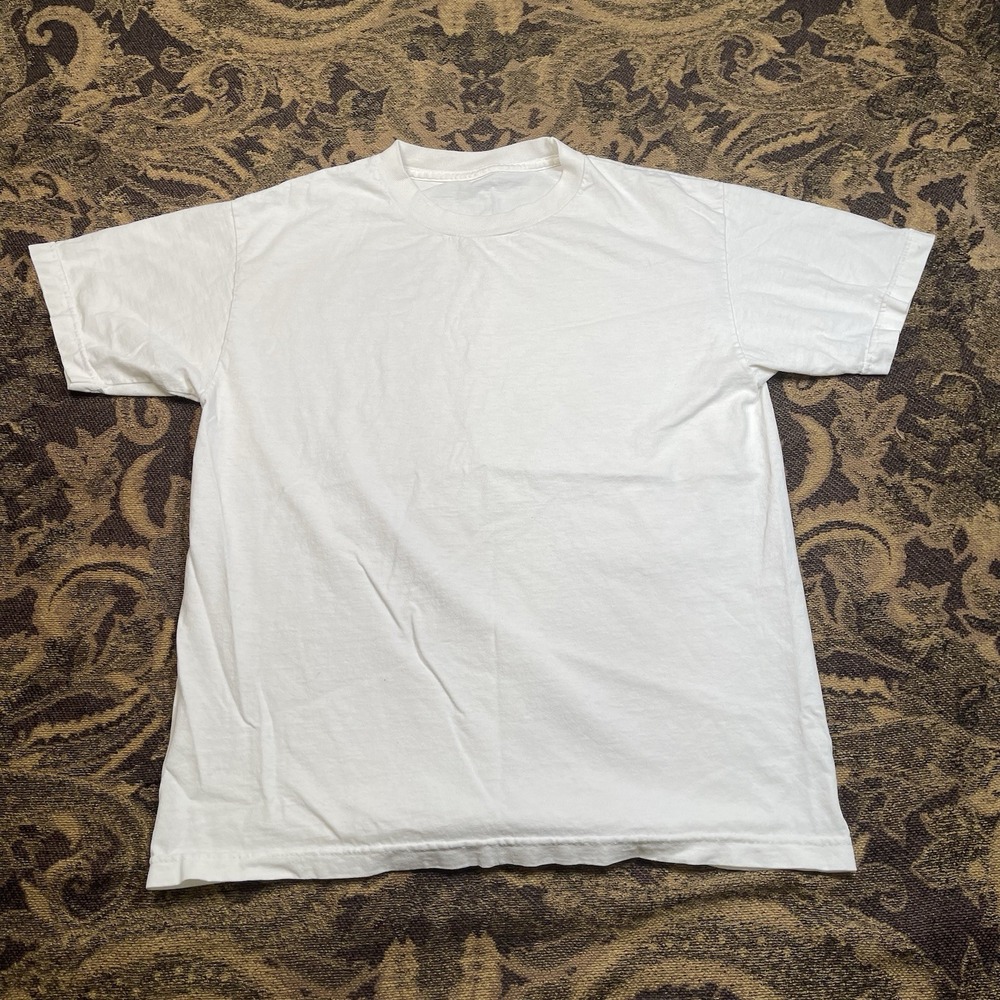 Vtg Y2K White Plain Boxy T Shirt Mens Size Medium